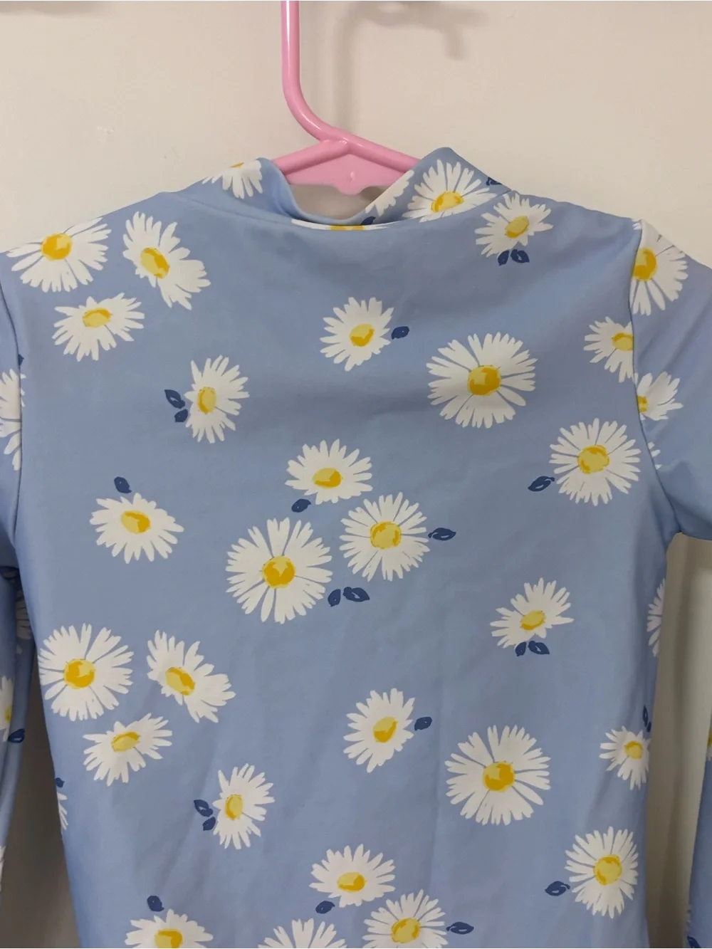 3/$15 Carter's Light Blue Daisy Print Long-Sleeve Rashguard Swimsuit size 4/4A